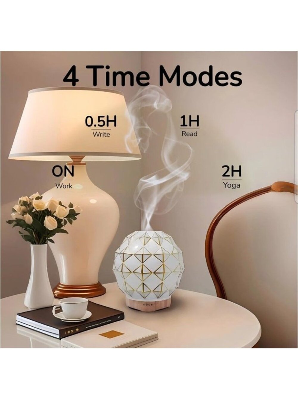 Essential Oil Diffuser, Handcrafted- Glass Aromatherapy Diffuser w/7 Color LED - Picture 7 of 7